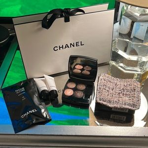 Chanel Tweed 04 BRUN ET ROSE eyeshadow palette- plus samples Les 4 Ombres Tweed